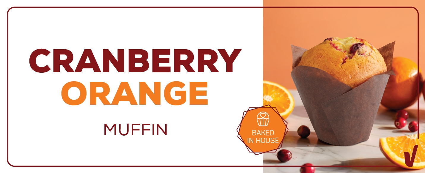 Cranberry Orange Muffin. Baked in house